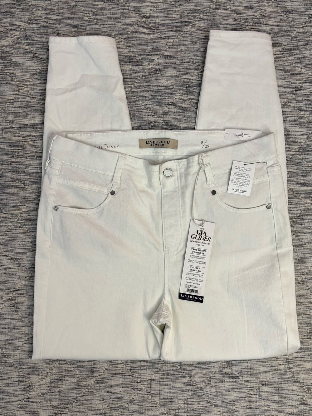 Liverpool The Gia Glider Pull-On Ankle Skinny Jeans In Bright White Sz 8/29 NWT-
